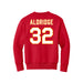 Back angle of the Mike Aldridge MAS Kansas City Wheelchair Football Amplife Youth Red Crewneck Sweatshirt against a white background