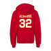 Back angle of the Mike Aldridge MAS Kansas City Wheelchair Football Amplife Youth Red Hoodie against a white background