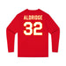 Back angle of the Mike Aldridge MAS Kansas City Wheelchair Football Amplife Youth Red Long Sleeve T-Shirt against a white background