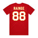Back angle of the Nathan Rainge MAS Kansas City Wheelchair Football Amplife Red T-Shirt against a white background