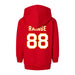 Back angle of the Nathan Rainge MAS Kansas City Wheelchair Football Amplife Toddler Red Hoodie against a white background