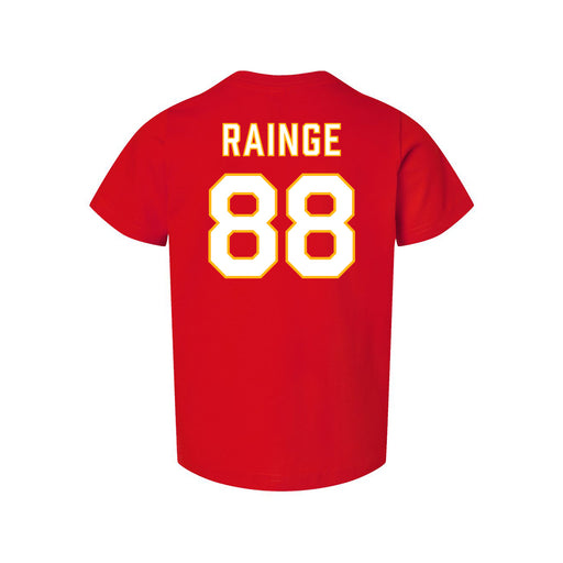 Back angle of the Nathan Rainge MAS Kansas City Wheelchair Football Amplife Toddler Red T-Shirt against a white background