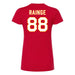 Back angle of the Nathan Rainge MAS Kansas City Wheelchair Football Amplife Women's Red Slim T-Shirt against a white background