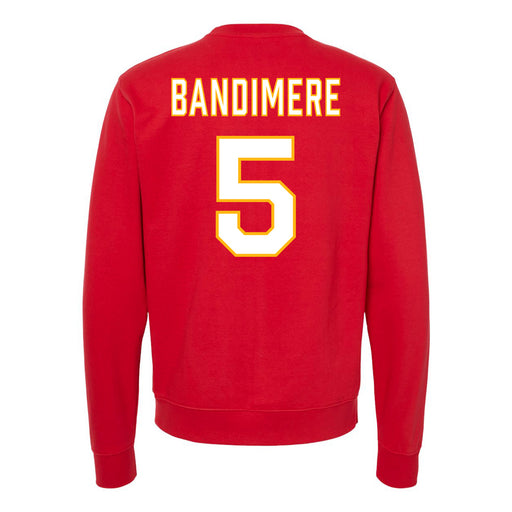 Back angle of the Stephen Bandimere MAS Kansas City Wheelchair Football Amplife Red Crewneck Sweatshirt against a white background