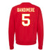 Back angle of the Stephen Bandimere MAS Kansas City Wheelchair Football Amplife Red Crewneck Sweatshirt against a white background
