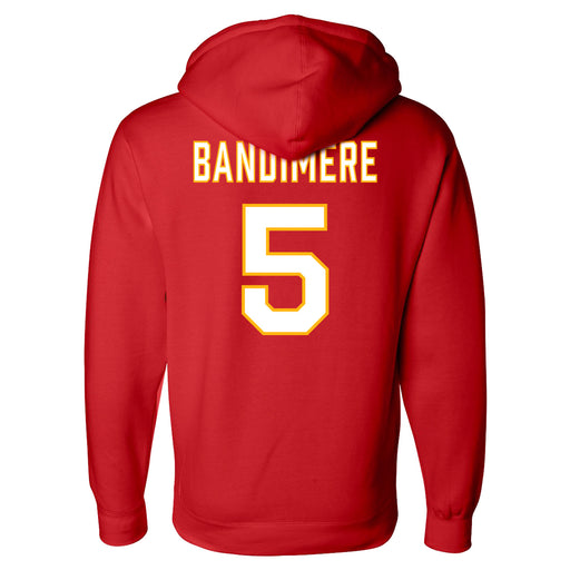 Back angle of the Stephen Bandimere MAS Kansas City Wheelchair Football Amplife Red Hoodie against a white background