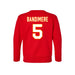 Back angle of the Stephen Bandimere MAS Kansas City Wheelchair Football Amplife Toddler Red Crewneck Sweatshirt against a white background