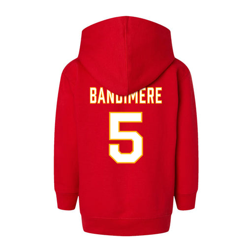 Back angle of the Stephen Bandimere MAS Kansas City Wheelchair Football Amplife Toddler Red Hoodie against a white background