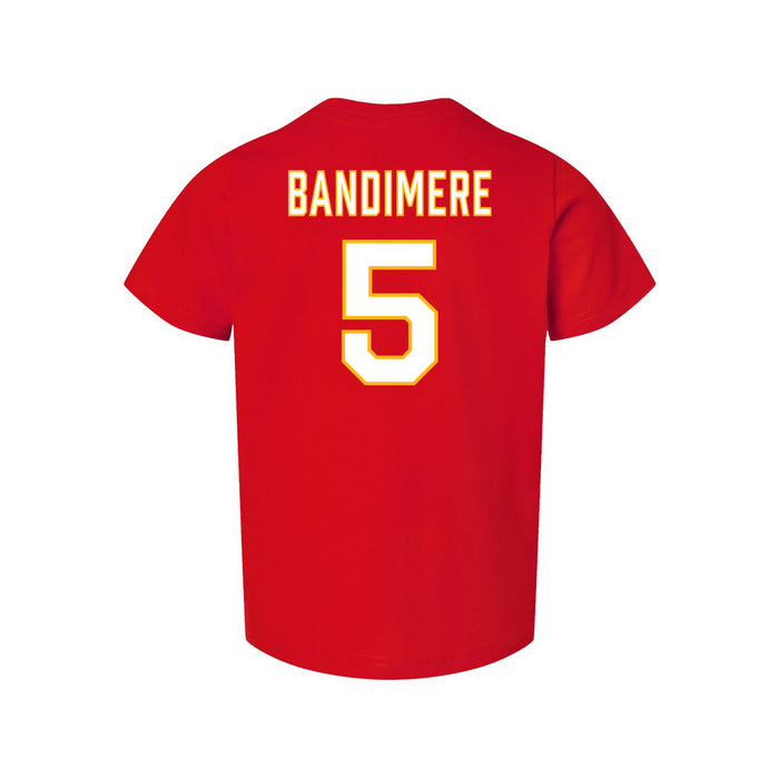 Back angle of the Stephen Bandimere MAS Kansas City Wheelchair Football Amplife Toddler Red T-Shirt against a white background