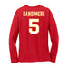 Back angle of the Stephen Bandimere MAS Kansas City Wheelchair Football Amplife Women's Red Long Sleeve T-Shirt against a white background