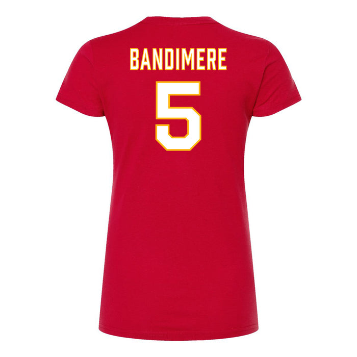 Back angle of the Stephen Bandimere MAS Kansas City Wheelchair Football Amplife Women's Red Slim T-Shirt against a white background