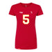 Front angle of the Stephen Bandimere MAS Kansas City Wheelchair Football Amplife Women's Red Slim T-Shirt against a white background