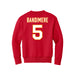 Back angle of the Stephen Bandimere MAS Kansas City Wheelchair Football Amplife Youth Red Crewneck Sweatshirt against a white background