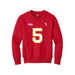 Front angle of the Stephen Bandimere MAS Kansas City Wheelchair Football Amplife Youth Red Crewneck Sweatshirt against a white background