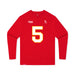 Front angle of the Stephen Bandimere MAS Kansas City Wheelchair Football Amplife Youth Red Long Sleeve T-Shirt against a white background