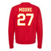 Back angle of the Taylor Moore MAS Kansas City Wheelchair Football Amplife Red Crewneck Sweatshirt against a white background