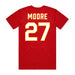 Back angle of the Taylor Moore MAS Kansas City Wheelchair Football Amplife Red T-Shirt against a white background