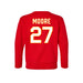 Back angle of the Taylor Moore MAS Kansas City Wheelchair Football Amplife Toddler Red Crewneck Sweatshirt against a white background