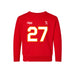 Front angle of the Taylor Moore MAS Kansas City Wheelchair Football Amplife Toddler Red Crewneck Sweatshirt against a white background