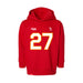 Front angle of the Taylor Moore MAS Kansas City Wheelchair Football Amplife Toddler Red Hoodie against a white background