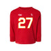 Front angle of the Taylor Moore MAS Kansas City Wheelchair Football Amplife Toddler Red Long Sleeve T-Shirt against a white background