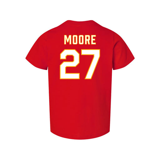 Back angle of the Taylor Moore MAS Kansas City Wheelchair Football Amplife Toddler Red T-Shirt against a white background
