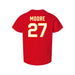 Back angle of the Taylor Moore MAS Kansas City Wheelchair Football Amplife Toddler Red T-Shirt against a white background