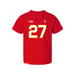 Front angle of the Taylor Moore MAS Kansas City Wheelchair Football Amplife Toddler Red T-Shirt against a white background