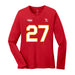 Front angle of the Taylor Moore MAS Kansas City Wheelchair Football Amplife Women's Red Long Sleeve T-Shirt against a white background