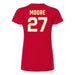 Back angle of the Taylor Moore MAS Kansas City Wheelchair Football Amplife Women's Red Slim T-Shirt against a white background
