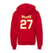 Back angle of the Taylor Moore MAS Kansas City Wheelchair Football Amplife Youth Red Hoodie against a white background