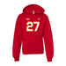 Front angle of the Taylor Moore MAS Kansas City Wheelchair Football Amplife Youth Red Hoodie against a white background
