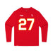Front angle of the Taylor Moore MAS Kansas City Wheelchair Football Amplife Youth Red Long Sleeve T-Shirt against a white background
