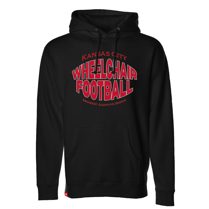 MAS Kansas City Wheelchair Football Warp Black & Red Hoodie on a white background