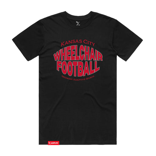 MAS Kansas City Wheelchair Football Warp Black & Red T-Shirt on a white background