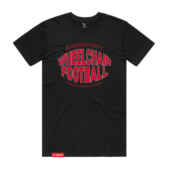 MAS Kansas City Wheelchair Football Warp Black & Red T-Shirt on a white background