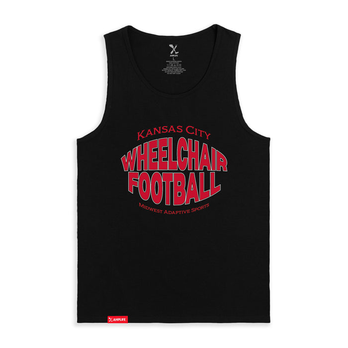 MAS Kansas City Wheelchair Football Warp Black & Red Tank Top on a white background