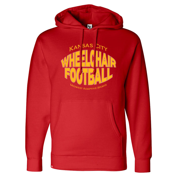 MAS Kansas City Wheelchair Football Warp Red & Gold Hoodie on a white background