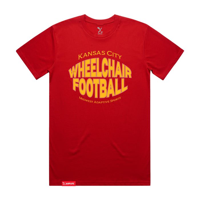 MAS Kansas City Wheelchair Football Warp Red & Gold T-Shirt on a white background