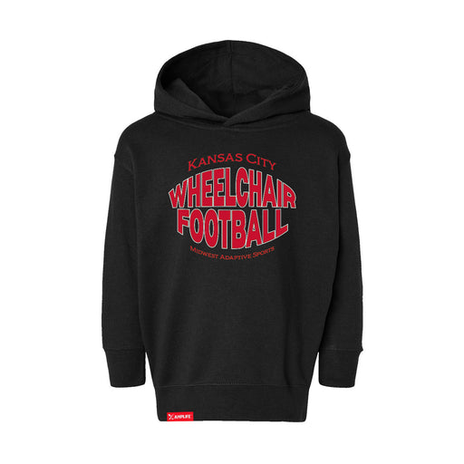 MAS Kansas City Wheelchair Football Warp Toddler Black & Red Hoodie on a white background