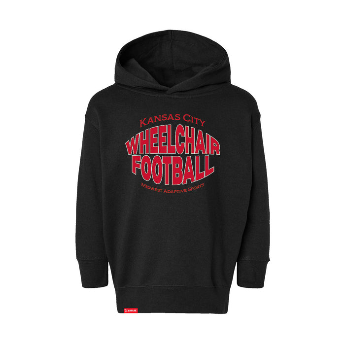 MAS Kansas City Wheelchair Football Warp Toddler Black & Red Hoodie on a white background