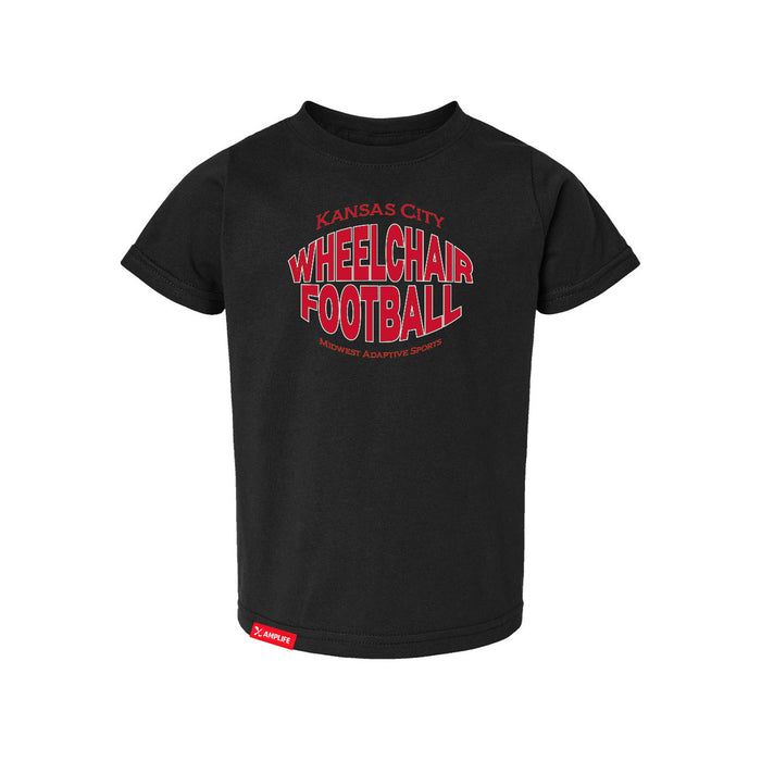 MAS Kansas City Wheelchair Football Warp Toddler Black & Red T-Shirt on a white background