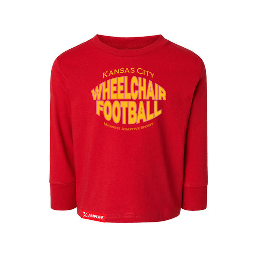 MAS Kansas City Wheelchair Football Warp Toddler Red & Gold Long Sleeve T-Shirt on a white background