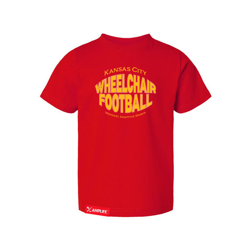 MAS Kansas City Wheelchair Football Warp Toddler Red & Gold T-Shirt on a white background
