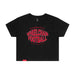 MAS Kansas City Wheelchair Football Warp Women's Black Crop T-Shirt on a white background