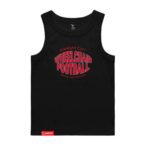 MAS Kansas City Wheelchair Football Warp Women's Black Organic Tank Top on a white background