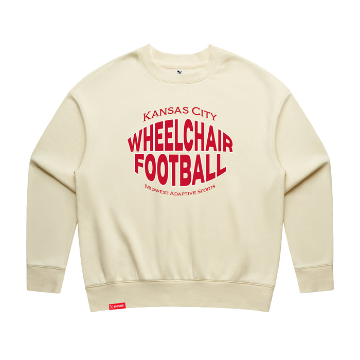 MAS Kansas City Wheelchair Football Warp Women's Butter Modern Crewneck Sweatshirt on a white background