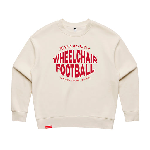 MAS Kansas City Wheelchair Football Warp Women's Ecru Modern Crewneck Sweatshirt on a white background