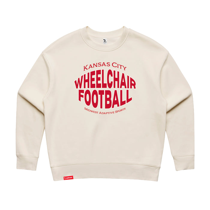 MAS Kansas City Wheelchair Football Warp Women's Ecru Modern Crewneck Sweatshirt on a white background