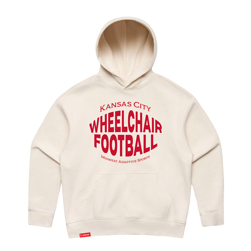 MAS Kansas City Wheelchair Football Warp Women's Ecru Modern Hoodie on a white background
